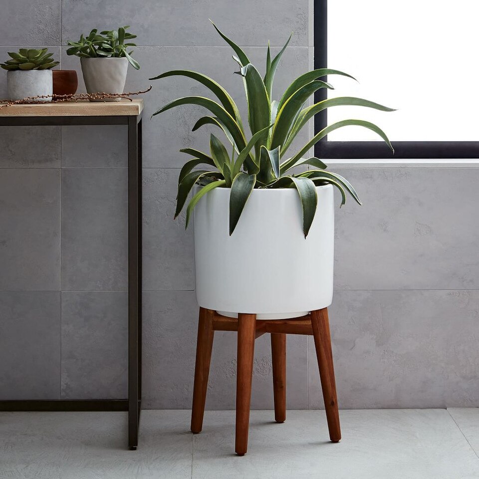 MidCentury Turned Wood Planters West Elm UK